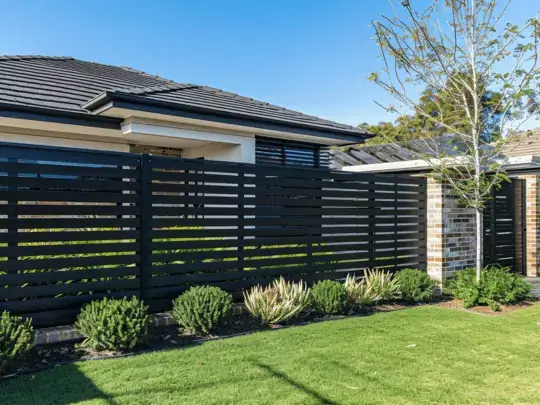 A modern slat aluminium fence by Elite Fencing Redcliffe