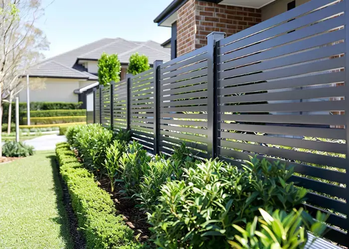 A slat aluminium fence built by Elite Fencing Redcliffe securing a property in North Brisbane