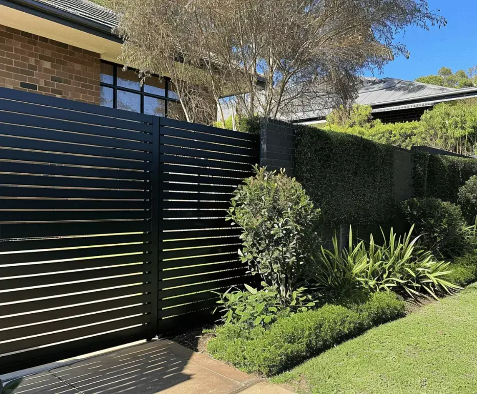 A huge house in North Brisbane secured by a slat aluminium fence installed by Elite Fencing Redcliffe